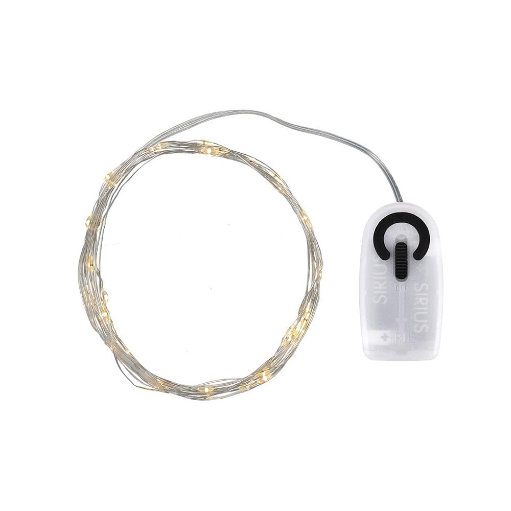 Sirius . Silke Set di 20 lucine a LED con micro filo argento alimentate a batteria