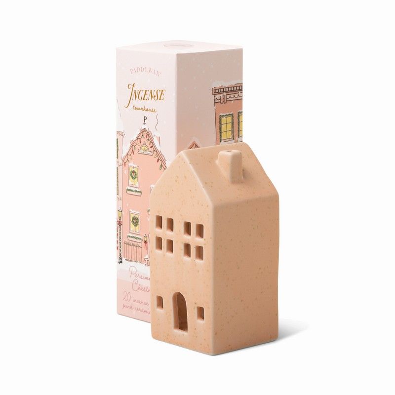 Paddywax  . Cono di incenso Holiday Pink Ceramic Townhouse con 20 coni di incenso - Persimmon Chestnut