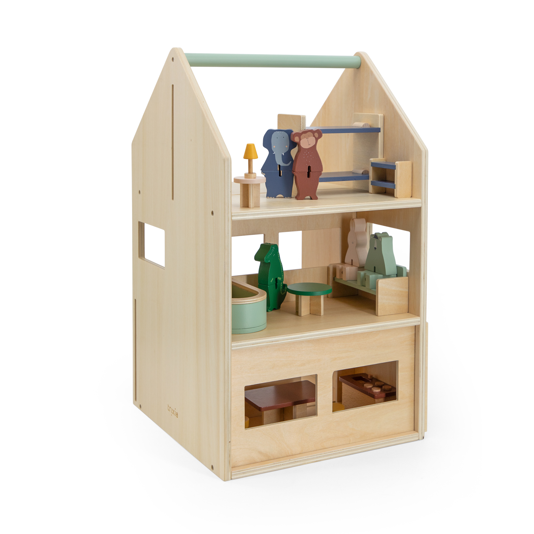 Trixie . Wooden play house with  accessories