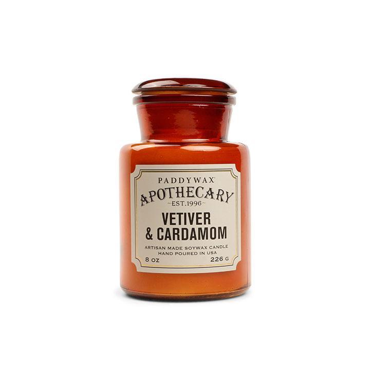 Paddywax . APOTHECARY GLASS CANDLE 8 OZ. VETIV ER &amp; CARDAMOM