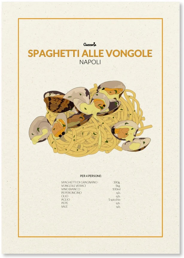 Guzzerie . Spaghetti alle Vongole A5 13x18