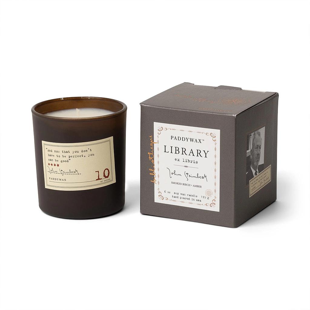 Paddywax . Library candle 170g -  John Steinbeck - Smoked Birch &amp; Amber (170g)